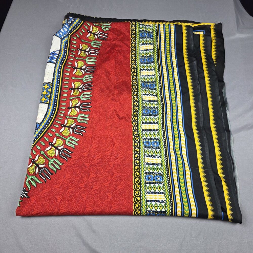 African Dashiki Maxi Dress Kaftan Caftan Red Tribal Print Boho Festival One Size - Picture 13 of 13